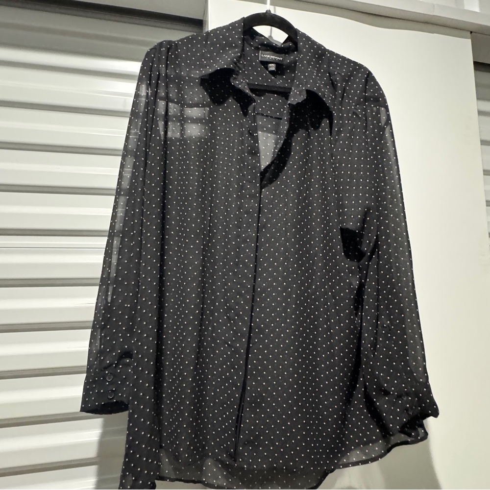 Lane Bryant Black Top with White Polka Dots